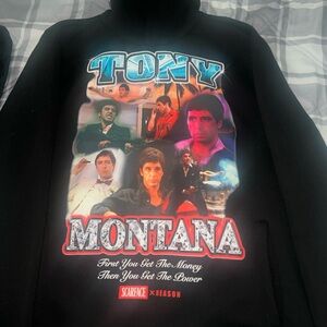 Scarface x Reason Black Tony Montana Graphic Crewneck Sweater